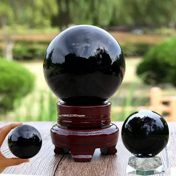 Natural Black Obsidian Sphere Large Crystal Ball Healing Stone 