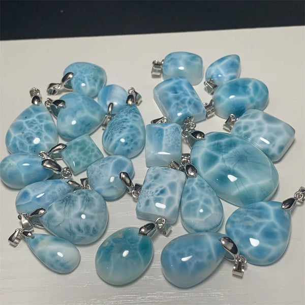 Natural Blue Larimar Pendants Necklace Wholesale Bulk