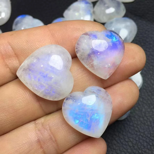 Natural Blue Moonstone Pendant Heart Shape Crystal Real Stone