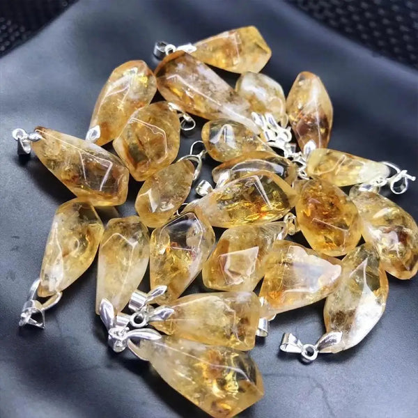 Natural Brazil Citrine Charm Lavender Healing Crystals Pendant