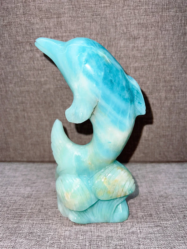 Natural Caribbean Calcite Dolphin Carving