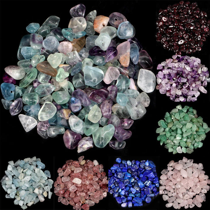 Natural Chips Gravel Stone Irregular Green Fluorite Amethysts Garnet Beads