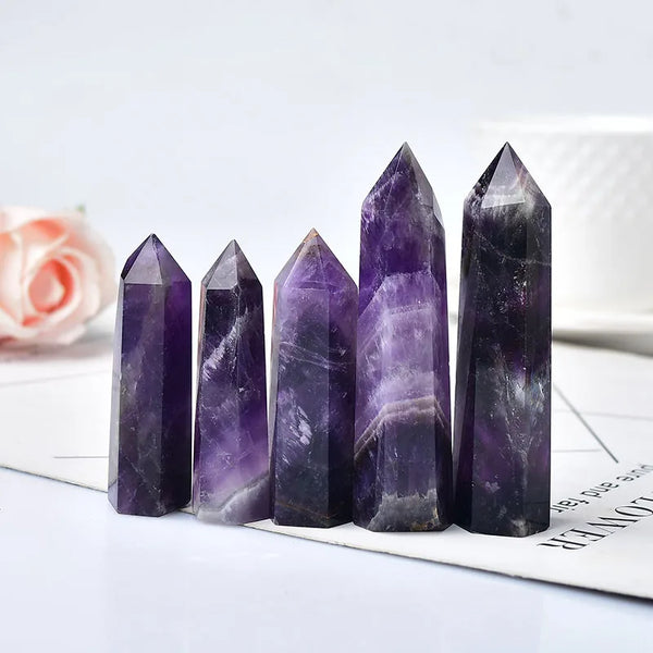 Natural Crystal Dream Amethyst Healing Quartz Wand Tower