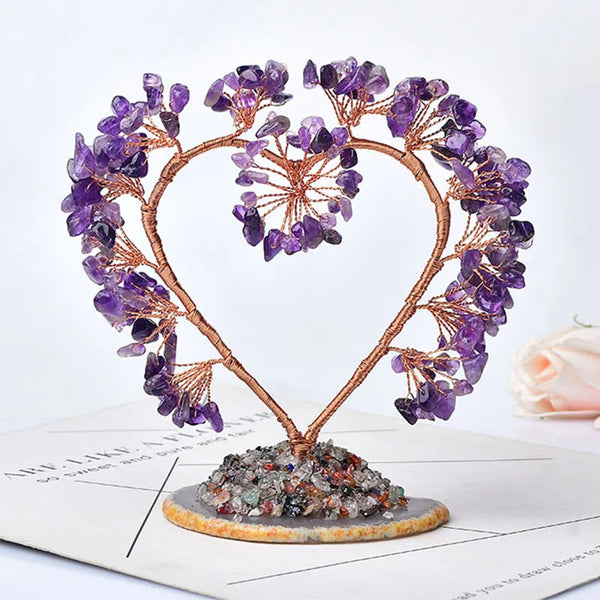 Natural Crystal Amethyst Lucky Tree Love Handmade Gemstone