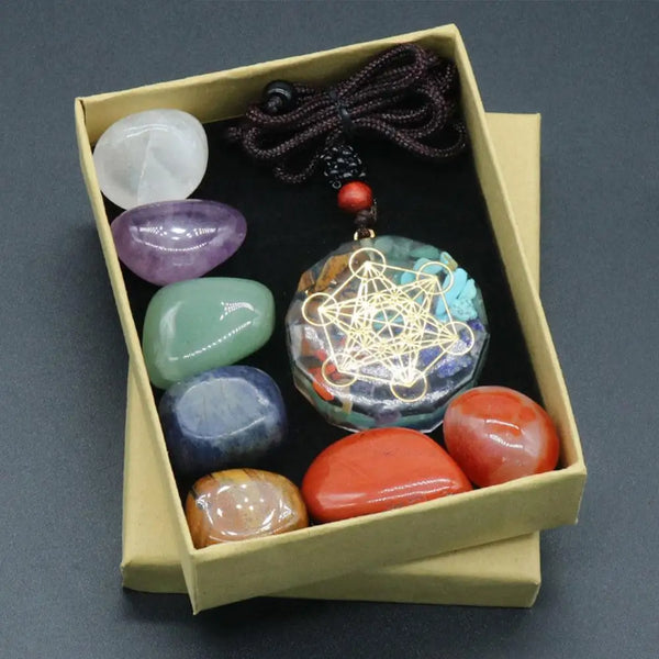 Natural Crystal Chakras Kit Healing Meditation Reiki 7 Chakra Stone