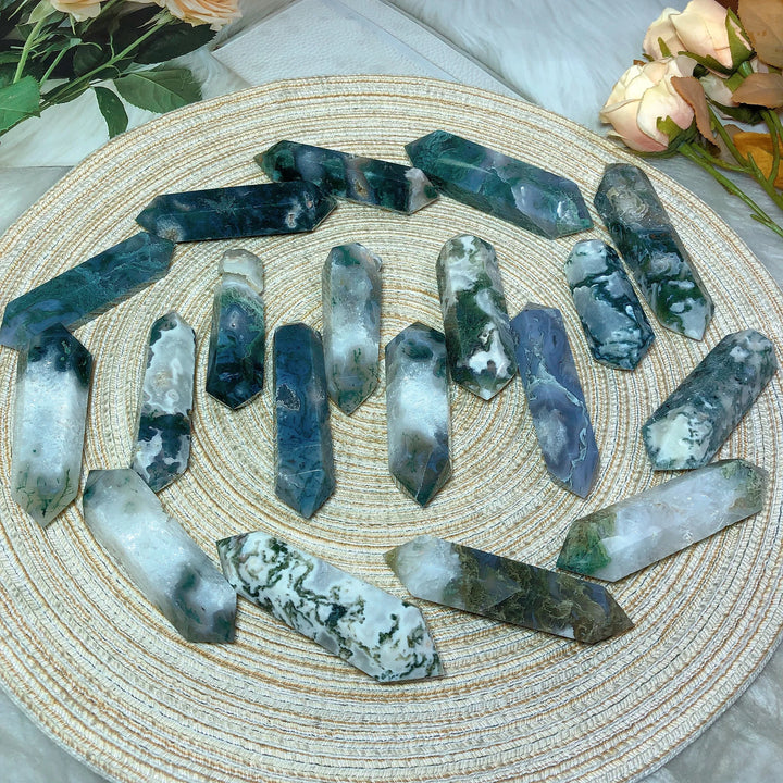 Natural Crystal Moss Agate Druzy Geode Double Point Wholesale