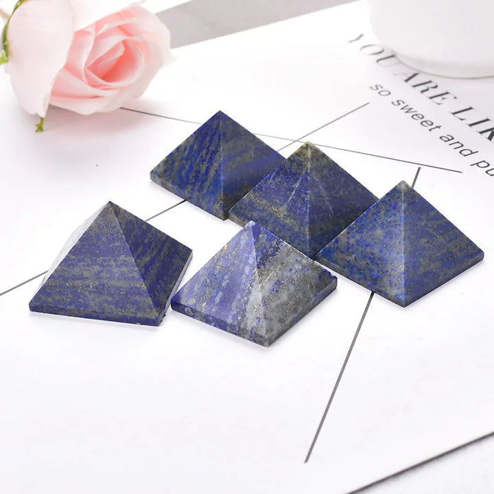 Natural Crystal Pyramid Lapis Lazuli Healing Stone Reiki Energy Quartz