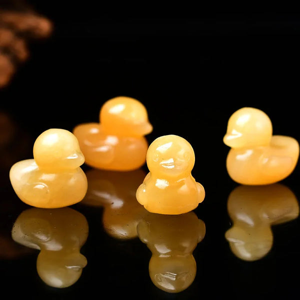 Wholesale Natural Crystal Stone Cute Duck Statue Yellow Jade Reiki Crystal Carving