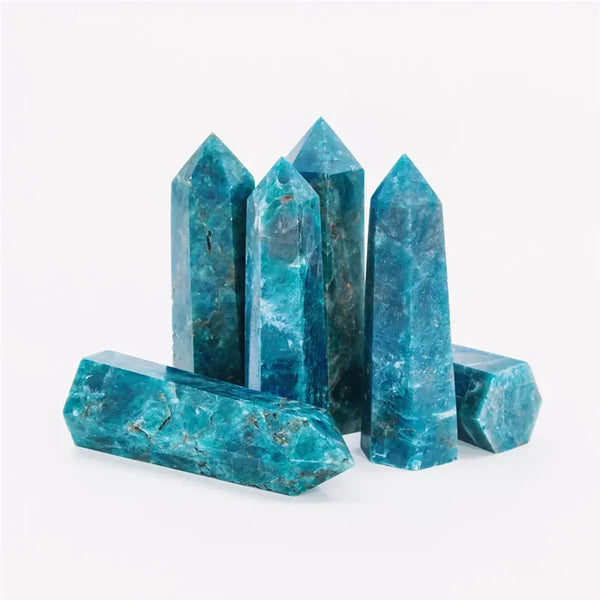 Natural Crystal Tower Blue Apatite Crystals Wand Point