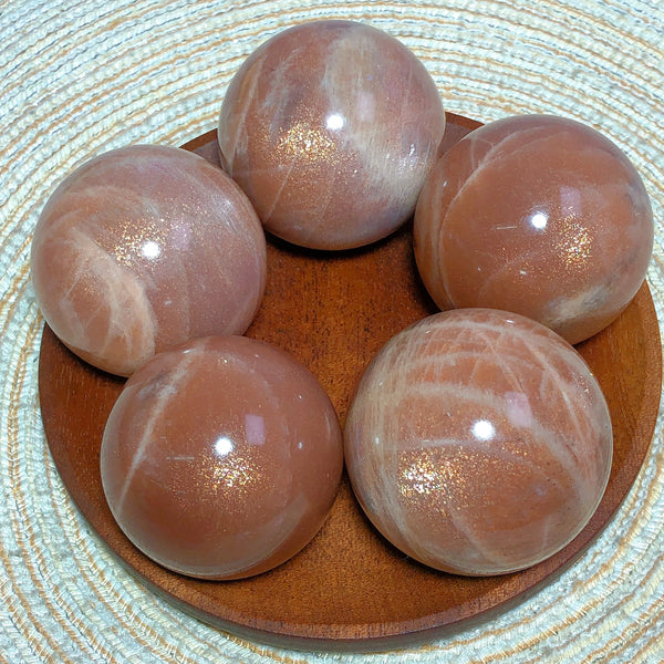 Natural Crystals Gem Sunstone Moonstone Sphere Rainbow Flash