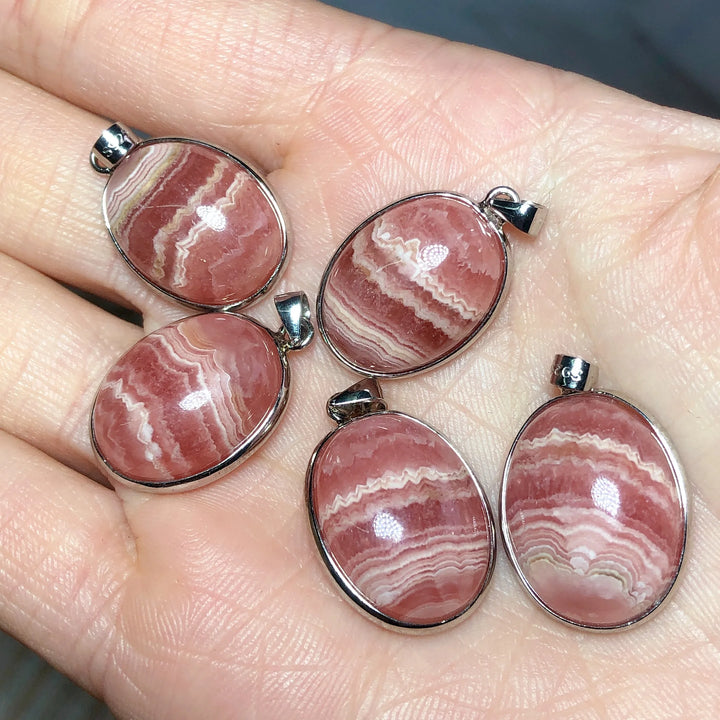 Natural Crystals Rhodochrosite Silver Pendents Necklace