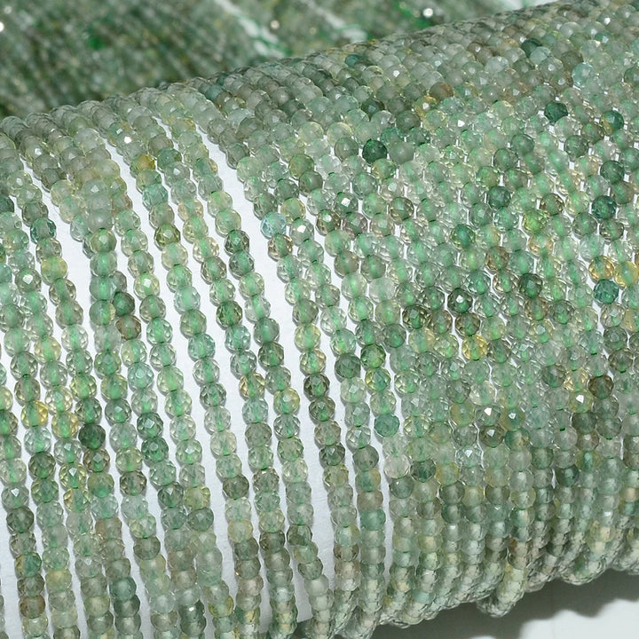 Natural Green Amethyst Faceted Round Beads