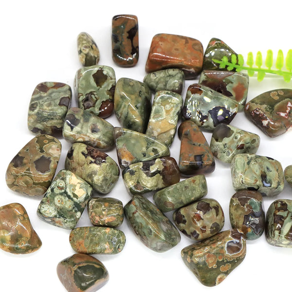 Natural Green Rainforest Jasper Irregular Tumbled Stone