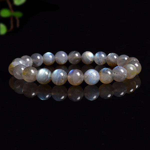 Natural Grey Labradorite Bracelets Flash Smooth Spectrolite