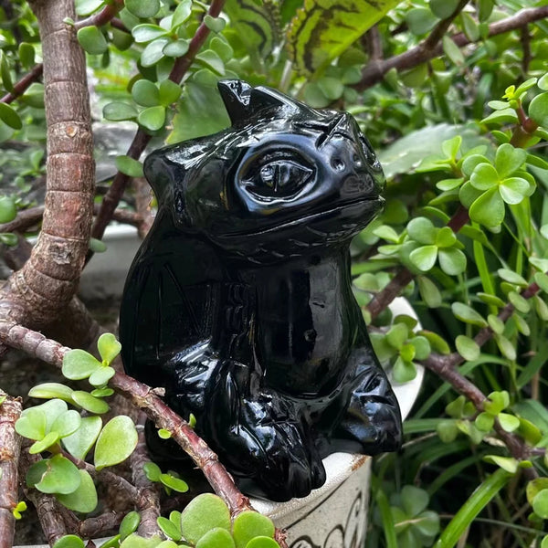 Natural Obsidian Quartz Toothless Dragon Hand Carved Crystal 