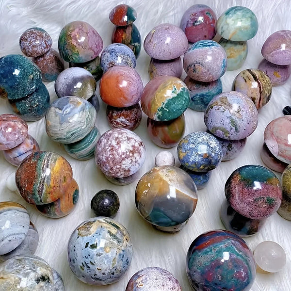 Natural Ocean Jasper Mushrooms Particle Polished Stones