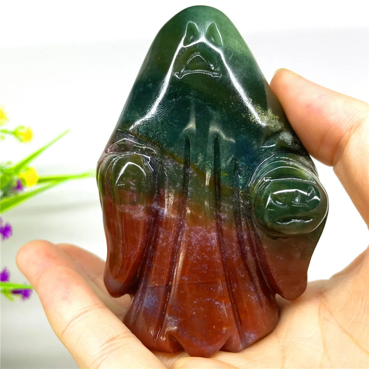 Natural Ocean Jasper Quartz Rock Crystal Carving Halloween Ghost