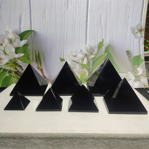 Wholesale Natural Original Stone Polishing Black Obsidian Pyramid 