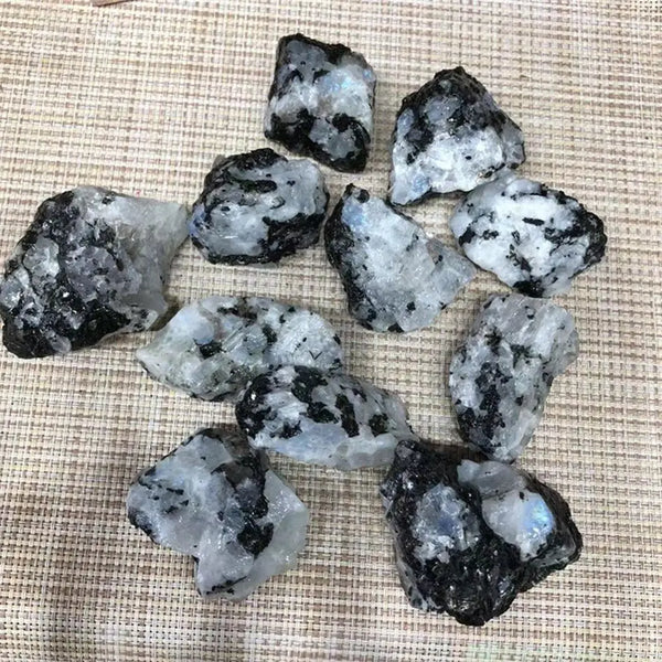 Natural Rainbow Moonstone Rough Stone Mineral Crystals Gravel