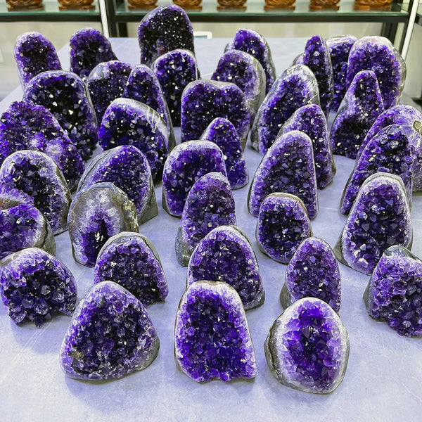 Natural Raw Amethyst Geode Purple Crystal Quartz Cluster 