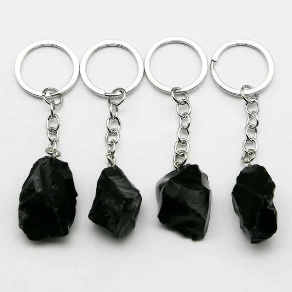 Wholesale Natural Raw Ore Irregular Obsidian Keychain