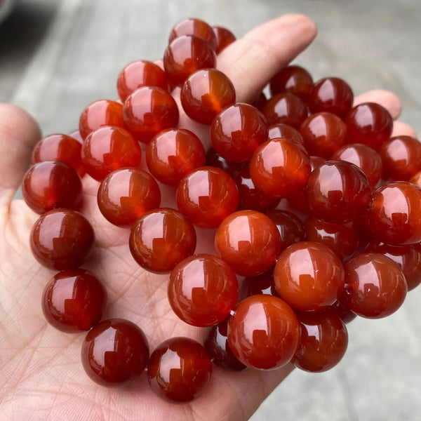 6-12mm Natural Red Carnelian Beaded Bracelets Natural Red Agate Onyx Stone