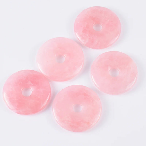 Natural Rose Quartz Round Large Hole Crystal Pendant Wholesale