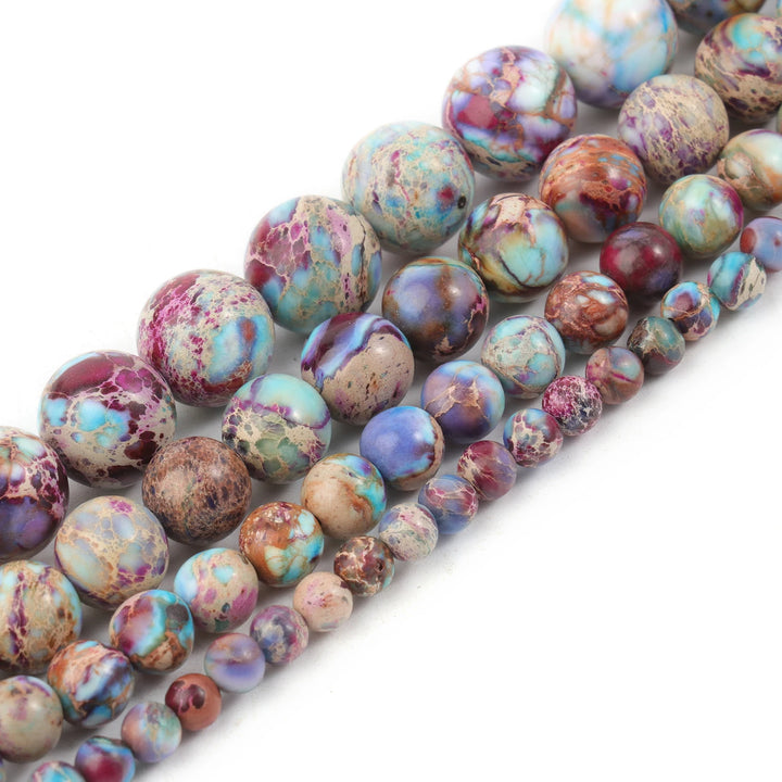 Natural Round Purple Sea Sediment Jasper Strand Beads