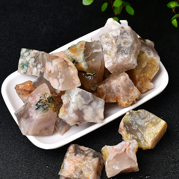 Natural Sakura Agate Crystal Rough Stone Mineral Specimens Healing Crystals Gem Collectible