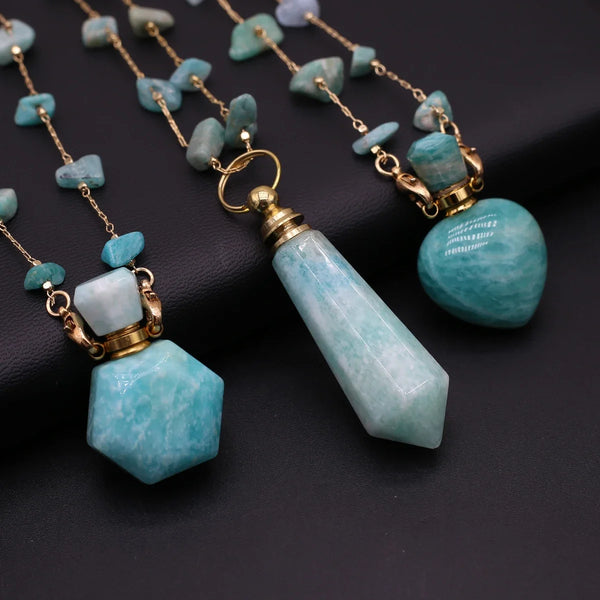 Natural Stone Amazonite Perfume Bottle Pendant