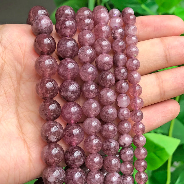 Natural Stone Beads Lepidolite Round Loose Beads 