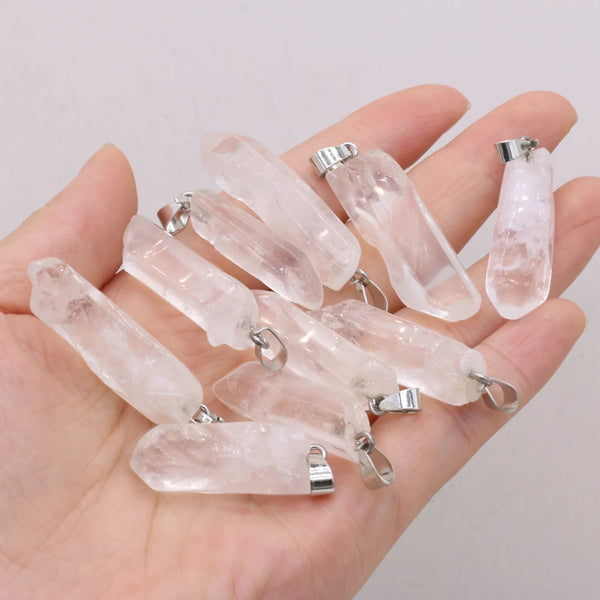 Natural Stone Gem Clear Quartz Irregular Pendant