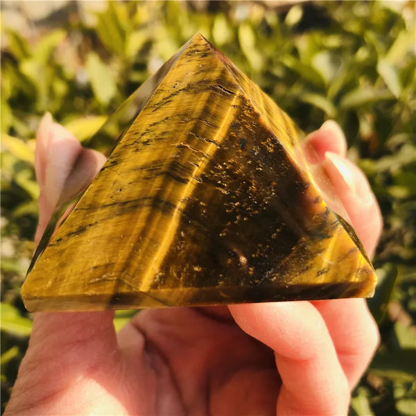 Natural Stone Mine Crystal Tiger Eye Stone Pyramid Home Decor Wicca Meditation Wheel Pulse Heal