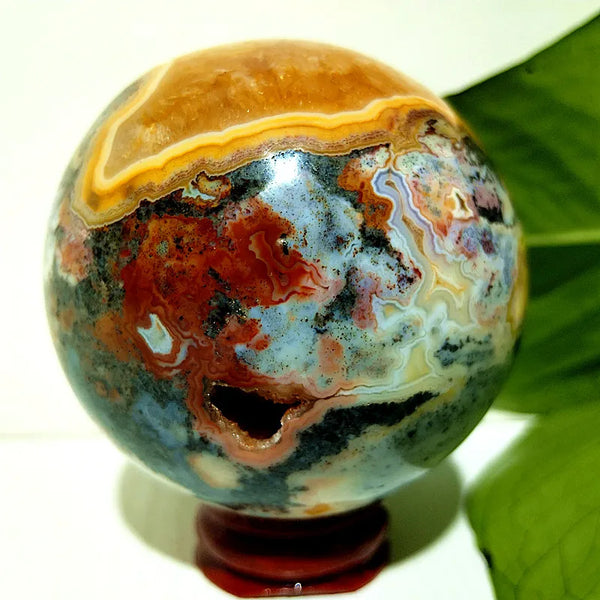 Natural Stone Pretty Ocean Jasper Crystal Sphere Meditation