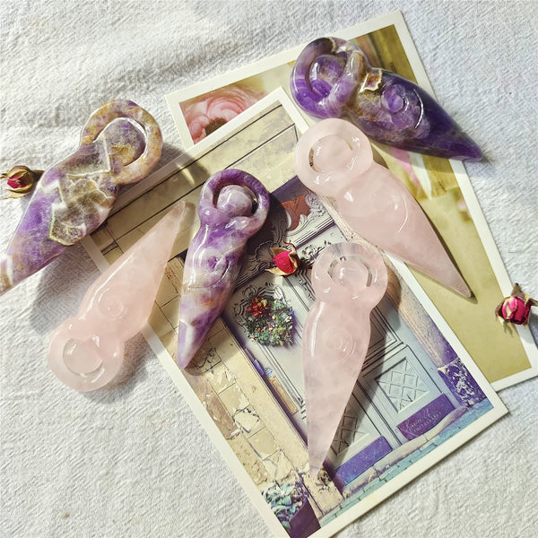 Natural Stone Rose Crystal And Dream Amethyst Statue