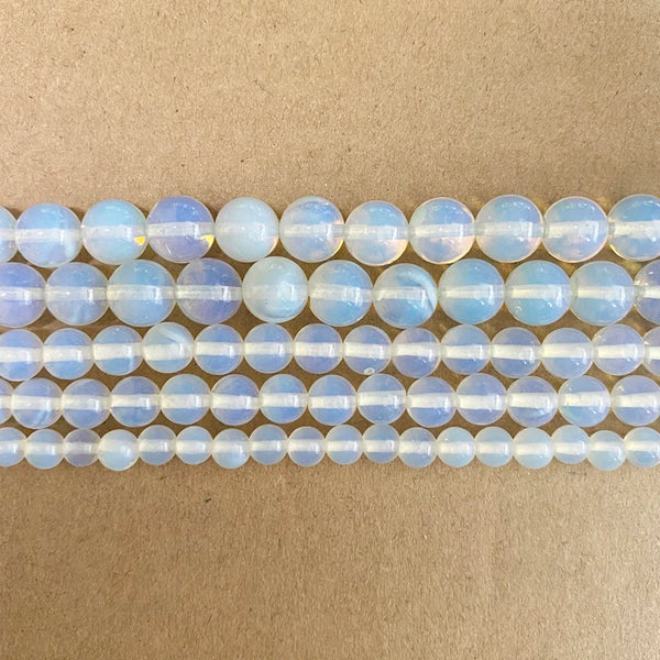 Natural Stone Smooth White Opalite Quartz Loose Beads