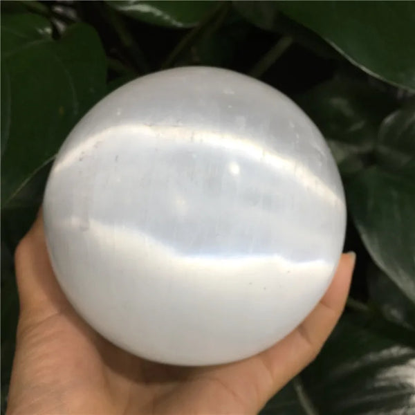 Natural White Flash Gypsum Selenite Sphere Ball Crystal Energy Stone