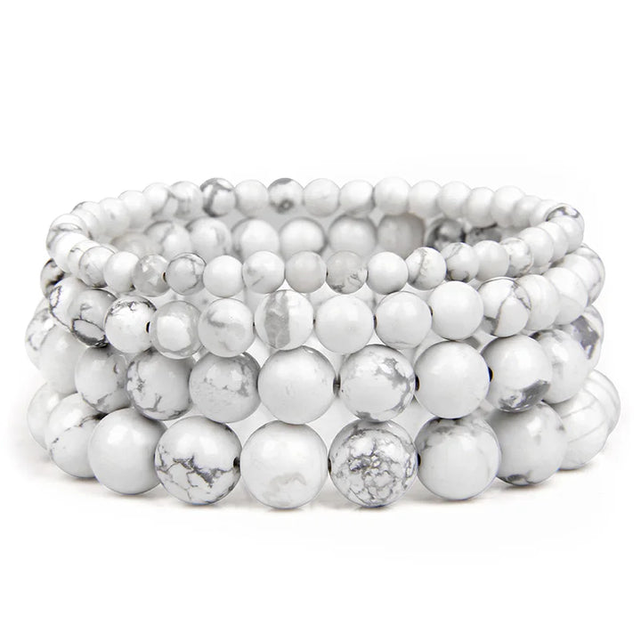 Natural White Howlite Real Stone Beads Bracelets