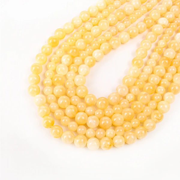 Natural Yellow Calcite Beads Round Loose Gemstone Beads for Jewelry Making Bracelet Diy Accessories