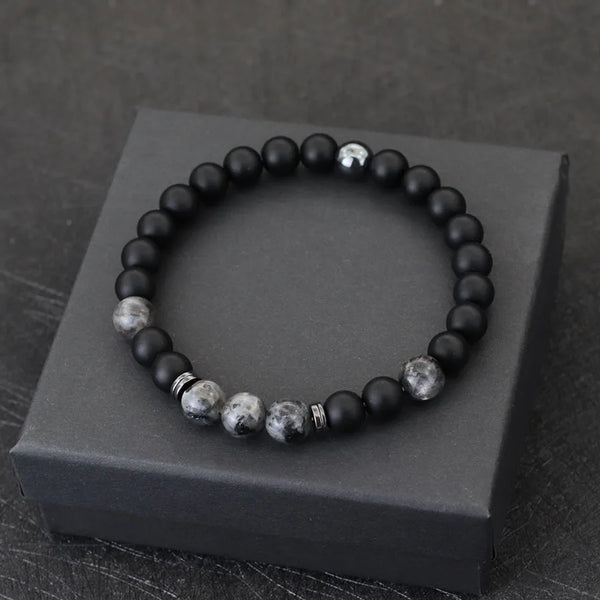 Handmade Mens Bracelet 8mm Onyx Tiger Eyes Stone Beaded Bracelet