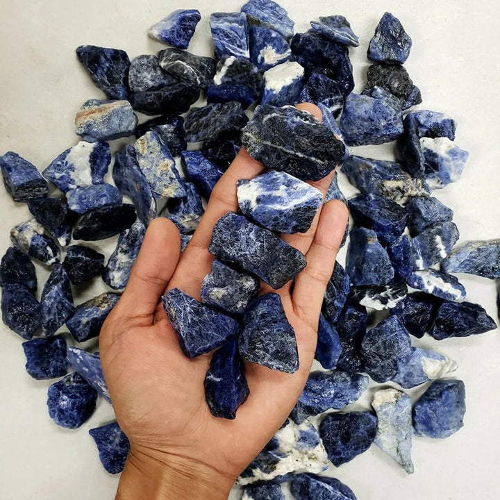 Raw Blue Sodalite Crystal Natural Rough Stones Rocks Energy Mineral 