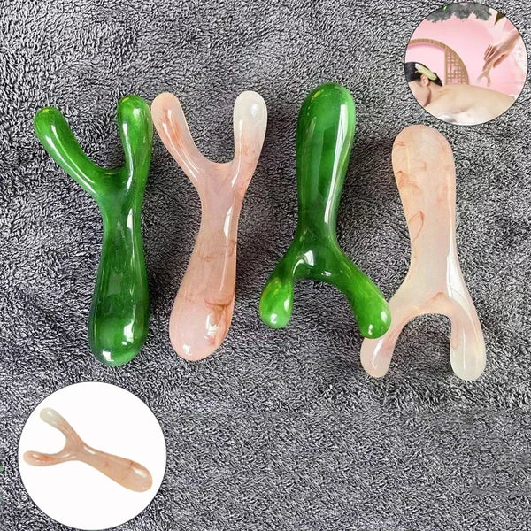 Resin Face Lifting Stone Guasha Scraping Facial Gouache Y-shaped Fork Massage Plate Nose Massage Trigger Point Nose Massager