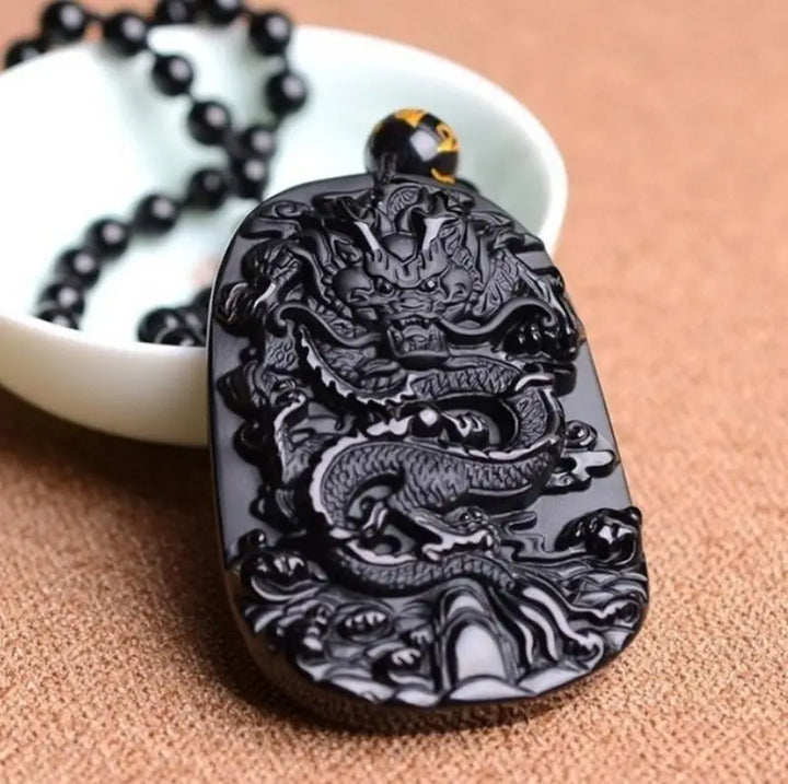 Ethnic Style Fashion Black Dragon Obsidian Pendant