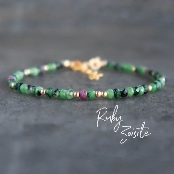 Grief Healing Beaded Crystal Ruby in Zoisite Bracelet