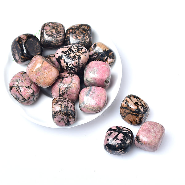 Natural Rhodonite Tumbles 5pcs Set - Crystal Healing Stones for Self-Love and Emotional Healing