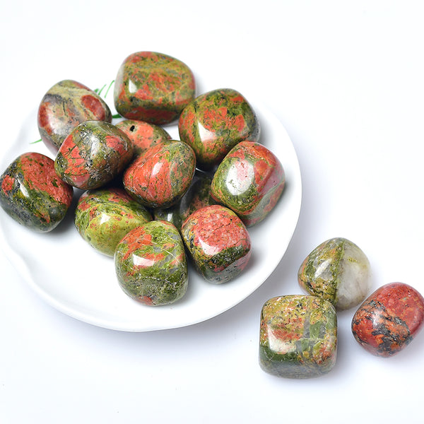 Natural Unakite Crystal Tumbles 5pcs Set - Perfect for Meditation and Healing