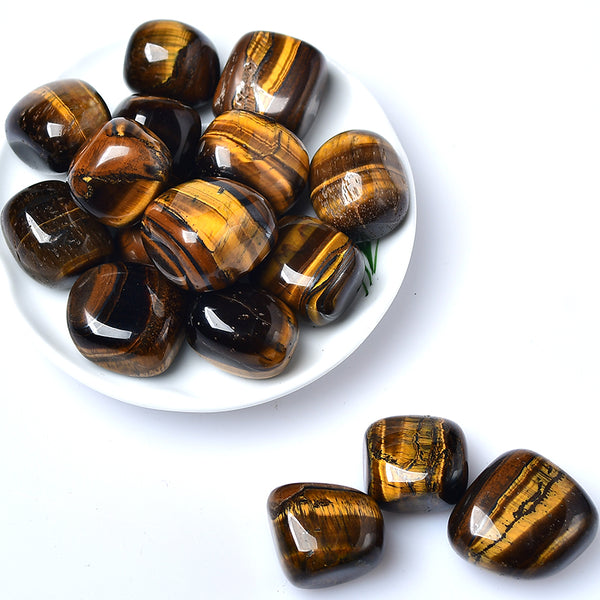 Natural Tiger Eye Crystal Tumbles 5pcs Set for Meditation and Healing