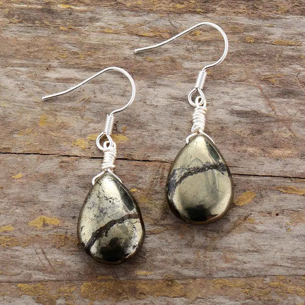 Earrings Women Pyrite Drop Earring Wife Girlfriend Gifts