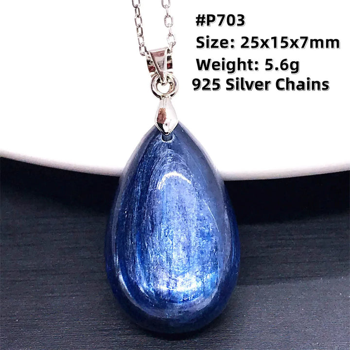 Natural Blue Kyanite Crystal Pendant Necklace Jewelry