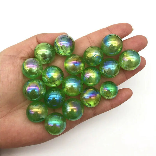 Wholesale 1PC 16-19mm Green Titanium Aura Electroplating Quartz Crystal Sphere Balls Healing Natural Quartz Crystals